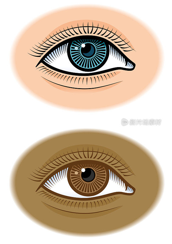 Two eyes woodcut illustration